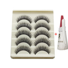 一盒5对假睫毛自然交叉浓密舞台演出模特走秀广场舞儿童演出 一盒睫毛+12毫升胶水
