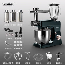 SANLIDA 厨师机家用多功能全自动 小型榨果汁机 绞肉料理机 商用揉面机活面和面机 绿色 全套配件+压面器