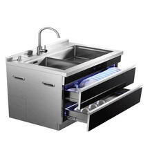 超声波水槽洗碗机多功能智能净洗机厨房一体洗碗机不锈钢水槽一体超声波清洗 标努 900宽+双层消毒柜碗篮+双槽+龙头
