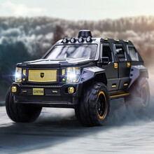 1/24乔治巴顿越野车合金车模二战吉普车仿真汽车模型男孩军事玩具 哑光黑色盒装 大号1:24乔治巴顿 六开门带声光