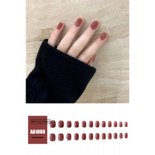 茹诗妮 香芋暖紫短款指甲贴片方头美甲成品显白纯色简约假指甲持久甲片 AA1080