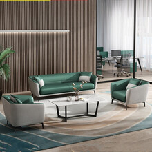 ZIFU新款办公沙发简约茶几组合会客洽谈接待室商务办公室沙发三人位 3+1+1组合（墨绿色)