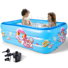 儿童游泳池充气家用婴儿游泳桶戏水池宝宝洗澡盆婴幼儿洗澡桶大号浴缸加厚波波池海洋球 儿童游泳池【150*110*50】甜甜圈