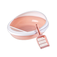 多可特 家用半封闭式猫砂盆防外溅圆形/高围栏型猫厕所 蛋球型猫砂盆 粉色