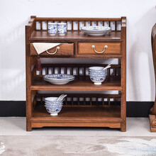 寻古红木家具非洲鸡翅木（学名：非洲崖豆木）茶水柜架餐边柜厨房储物柜角柜茶几实木新中式茶叶歺边柜备餐柜 长80*宽36*高88cm