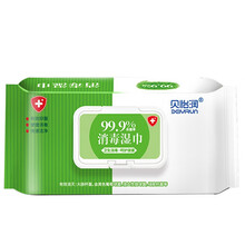 贝怡润 消毒湿巾 99.9%杀菌卫生湿纸巾不含酒精便携式大包装免洗手清洁湿纸巾  13*18cm*80片