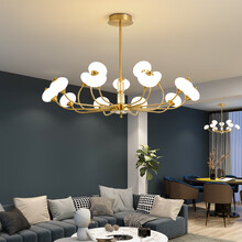 莱琪 轻奢客厅吊灯北欧现代简约灯具套餐2021年网红新款金色卧室灯餐厅全屋灯具组合 HZ2906+ (10+5)头+99CM+120W 无极调光