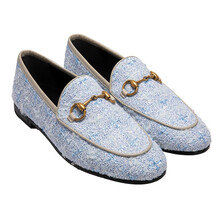 古驰（GUCCI）Gucci Jordaan系列蓝色花呢乐福鞋 431467 GYV10 4590 3.5/36.5