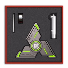 钰幻 指尖陀螺全合金夜光版EDC长时间发光手指间解压减压玩具 金斩【骑士灰-双面夜光-标准四件套装】