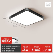 欧潽丽家 客厅吸顶灯正方形 北欧超薄led简约现代卧室房间灯饰 餐厅书房过道走廊灯具 尺寸30X30【高亮白光】18W 适用3-8平 黑色边框
