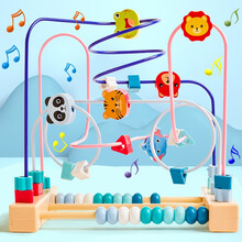 梦想星 绕珠串珠玩具动物数字婴幼儿童早教玩具男女孩动物认知幼儿园教具礼物092-01