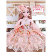 七夕情人节生日礼物玩具嘿喽芭比娃娃超大号套装丽萨冰雪奇缘爱莎公主玩偶艾莎玩具女孩定制款 (时尚版)蒂莎公主 60厘米(眨眼音乐版)60件套(赠品A)-礼盒包装