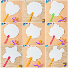 空白圆扇子DIY儿童幼儿园小学生礼物绘画扇团扇宫扇折扇手绘diy手工材料包画画涂色 空白款随机发（量多联系客服更优惠）