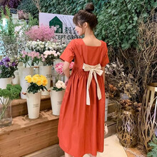 南叮雅格孕妇装夏季新款网红连衣裙外出时尚韩版夏天孕妇裙子辣妈新款哺乳裙中长款夏装喂奶裙子潮妈 砖红色孕妇 XXL