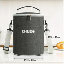 筷创 圆形保温饭盒袋保温桶套饭桶保温袋便当包双层加厚铝箔饭盒兜手提包圆形袋餐包 新灰绿色-宽20*高25