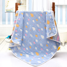 楚歌质优品 婴儿浴巾宝宝纯棉纱布新生儿童盖毯超柔吸水洗澡巾成人毛巾被 6层-110X110cm 彩云蓝色
