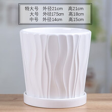 裕轩堂 纯白色新款陶瓷盆特大号室内简约个性带托盘绿萝吊兰批发多肉植物盆桌面家用清仓 70030白 中号口径约14厘米