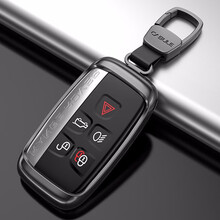 迪加伦 高档 路虎钥匙套 揽胜极光 发现神行 揽胜运动版 星脉 捷豹xel xfl 汽车钥匙包壳 真皮钥匙扣 铂金灰