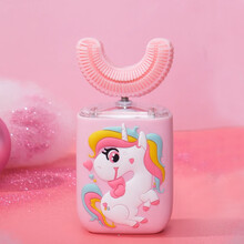 牙刷生产儿童U型牙刷全自动声波宝宝刷牙仪2-6-12洁牙器 828粉 幼童(2-7岁)