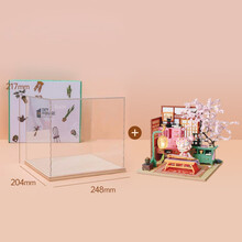 Rolife若来樱花庭囡茜盲盒diy小屋3d立体拼图手工积木模型儿童拼装玩具女孩生日礼物 樱花庭套装+防尘罩