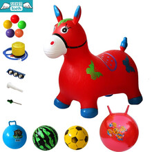 宝宝儿童玩具跳跳马12345岁 小孩户外坐骑骑马鹿塑料充气小摇马加大加厚带音乐摇摇马适合幼儿园玩具 红色音乐小马+豪华礼包12件套