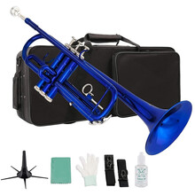 新款小号乐器 降B调三音小号初学演奏考级乐队教会西洋乐器 蓝色