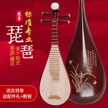 梵巢 儿童 初学入门 练习成人 琵琶 乐器 PP-01 红色上漆 硬木 梧桐木 面板 学生 演奏用琴 红木专业儿童琵琶蓝花蝴蝶款