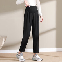 敏潮格伦孕妇裤子夏季薄款外穿潮妈休闲宽松阔腿西装职业裤春夏孕妇打底裤 黑色 M