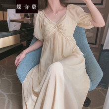 蝶诗璐 孕妇装夏装时尚洋气夏天中长款孕妇连衣裙夏季长裙孕妈装 黄色 2XL