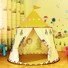 儿童帐篷家用游戏屋男孩女孩过家家游戏小房子 小狮子印第安帐篷+灯