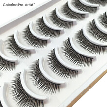 假睫毛自然浓密纤长棉线梗交叉中长短款仿真舞台日常新娘裸妆套装 一盒十对装(送胶水+镊子)