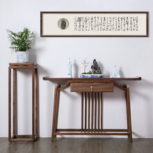 恋窝 玄关 新中式实木玄关台 现代客厅禅意玄关桌门厅入户玄关条案供桌佛台隔断玄关柜端景台仿古家具定制 条案1.4米（黑胡桃木）