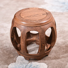 寻古红木家具非洲鸡翅木（学名：非洲崖豆木）方凳换鞋凳矮凳实木中式小长发凳钓鱼凳迷你板凳 圆鼓凳：凳面直径30*高33cm