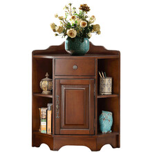 实木转角柜客厅三角小酒柜厨房墙角餐边柜靠墙角落柜茶水置物柜 樱桃色小号 尺寸46*46*78 整装