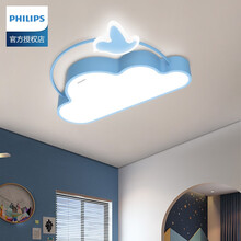 飞利浦儿童房照明吸顶灯led调光卧室灯女孩男孩现代卡通房间子母灯具彩芸 天空蓝【28W 三段调色】适用10-20㎡