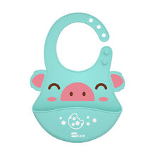 伊斯卡尔（EASYCare）婴儿全硅胶饭兜防水立体围兜围嘴 天蓝色