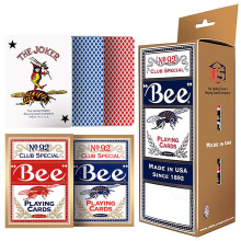 Bee小蜜蜂扑克牌 德州扑克纸牌 宽牌耐用一条装 12副（6红6蓝）