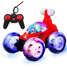 特技车翻滚车 儿童玩具遥控车可充电闪光音乐跳舞翻斗车 男孩生日礼物 大号