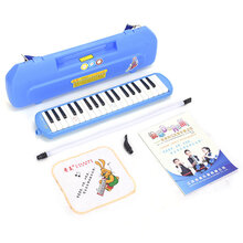 奇美口风琴37键32键塑料中空盒小精灵儿童初学者学生乐器学生用口 37键蓝色中空硬盒(全套)