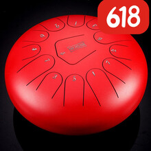 hluru 鲁儒空灵鼓15音级13音钢舌鼓初学者儿童色空鼓忘忧鼓乐器 12寸13音朱砂红+视频教学+鼓架