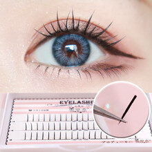 乐哉美妆单根假睫毛单簇嫁接假睫毛女自然仿真仙子毛单簇分段式朵毛