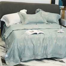 满圆红 春夏款80S支兰精天丝夏被四件套镂空花边可机洗夏凉被空调被1.8米床上用品 PE夏被波利花园·绿 200x230cm夏被四件套