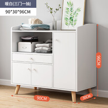 斗柜 五斗柜木质置物柜子卧室靠墙储物柜家用多功能抽屉立柜客厅收纳柜特司悠 【三门一斗】90CM 暖白
