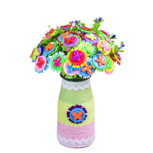 乐哲 儿童手工diy制作材料包纽扣花束花瓶幼儿园宝宝玩具创意盆栽母亲节教师节礼物女老师实用 醉蝶花+2捆彩绳（颜色随机）+1卷双面胶