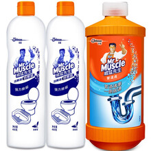 威猛先生（Mr Muscle） 管道疏通剂+洁厕液不伤管道下水道马桶疏通剂洁厕剂 管道疏通剂500g+洁厕液480g*2瓶