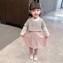 VALOR MAN春季女童汉服襦裙儿童古装连衣裙女孩儿童唐装中国风 【绿色】 80码建议身高70-80cm