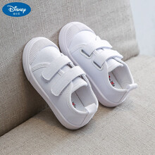 迪士尼旗舰官方店轻奢品牌新品日式儿童小白鞋帆布鞋春秋新款男童女童幼儿园室内鞋校园软底布鞋 C08-5魔术贴款 可贴姓名贴 21