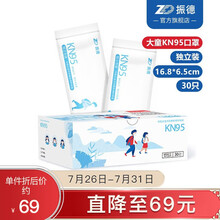 振德（ZHENDE）KN95鱼型儿童口罩双层熔喷布3D立体鱼型可调耳带双层熔喷布 30只/盒 KN95 大童口罩 30袋/盒