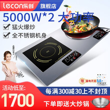 乐创（lecon）商用电磁炉双灶多头大功率3500W5000W双头组合电磁炉商用台式凹面多眼煲仔炉 一凹一平5000W*2嵌入式