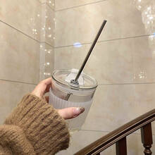 冷萃咖啡杯欧式小随手杯玻璃便携随行杯子小精致网红咖啡杯 白套装＋不锈钢直管